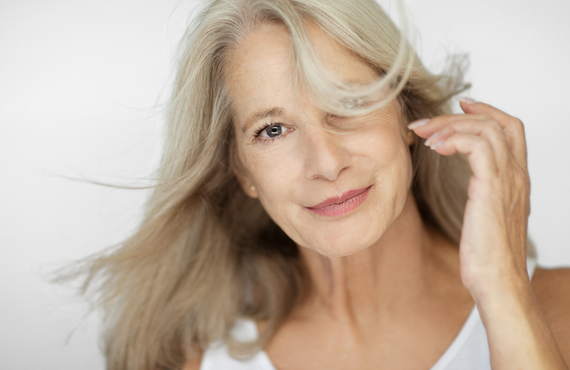 Woman with healthy skin during menopause